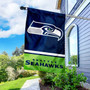 Seattle Seahawks Banner Flag and 5 Foot Flag Pole for House