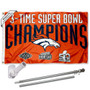 Denver Broncos 3 Time Champs Flag Pole and Bracket Kit