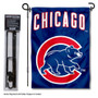 Chicago Cubs Walking Bear Logo Garden Flag and Stand