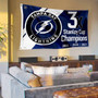 Tampa Bay Lightning 3 Time Stanley Cup NHL 2021 Champions Flag