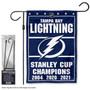 Tampa Bay Lightning 3 Time Cup Champions Garden Banner and Flagpole Holder Stand