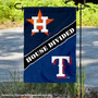 Astros and Rangers House Divided Garden Flag
