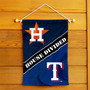 Astros and Rangers House Divided Garden Flag