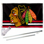 Chicago Blackhawks Black Flag Pole and Bracket Kit