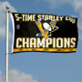 Pittsburgh Penguins 5 Time Stanley Cup Champs Flag