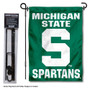Michigan State Spartans Block S Garden Flag and Pole Stand