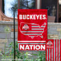 OSU Buckeyes Garden Flag with USA Country Stars and Stripes