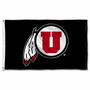 Utah Utes Black Drum and Feather Flag