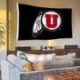 Utah Utes Black Drum and Feather Flag