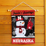 Nebraska Huskers Holiday Winter Snowman Greetings Garden Flag
