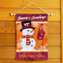 VA Tech Hokies Holiday Winter Snowman Greetings Garden Flag