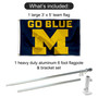 Michigan Wolverines Go Blue Flag Pole and Bracket Kit