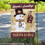 Texas State Bobcats Holiday Winter Snowman Greetings Garden Flag