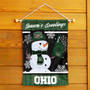 Ohio Bobcats Holiday Winter Snowman Greetings Garden Flag