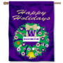 Washington UW Huskies Happy Holidays Banner Flag