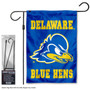 Delaware Blue Hens Logo Garden Flag and Pole Stand