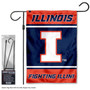 Illinois Fighting Illini Logo Garden Flag and Pole Stand