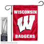 Wisconsin Badgers Logo Garden Flag and Pole Kit