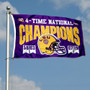 Louisiana State LSU Tigers 4 Time Football National Champions Double Sided Flag