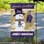 JMU Dukes Holiday Winter Snowman Greetings Garden Flag