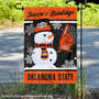 OSU Cowboys Holiday Winter Snowman Greetings Garden Flag