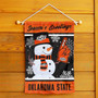 OSU Cowboys Holiday Winter Snowman Greetings Garden Flag