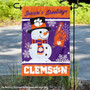 Clemson Holiday Winter Snowman Greetings Garden Flag