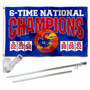 Kansas KU Jayhawks 6 Time Basketball Champions Flag Pole and Bracket Kit