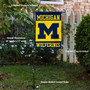 Michigan Team University Wolverines Yellow Garden Flag and Pole Stand