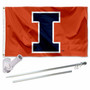 Illinois Fighting Illini Block I Logo Flag Pole and Bracket Kit