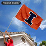 Illinois Fighting Illini Block I Logo Flag Pole and Bracket Kit