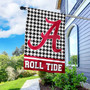 Alabama Crimson Tide Houndstooth Banner Flag and 5 Foot Flag Pole for House