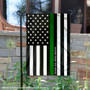 Military Green Thin Line Garden Flag