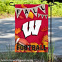Wisconsin Badgers Fall Football Autumn Leaves Decorative Garden Flag