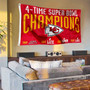 Kansas City Chiefs 4 Time Super Bowl Champions Banner Flag with Tack Wall Pads