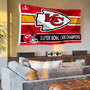 Kansas City Chiefs 2023 2024 Super Bowl Champions Banner Flag with Tack Wall Pads