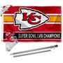 Kansas City Chiefs 2023 2024 Super Bowl Champions Flag Pole and Bracket Kit