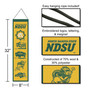North Dakota State University Bison Evolution 8x32 Inch Vertical Wool Embroidered Hanging Banner