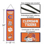 Clemson University Tigers Evolution 8x32 Inch Vertical Wool Embroidered Hanging Banner