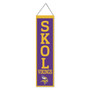 Minnesota Vikings SKOL 8x32 Inch Vertical Wool Embroidered Hanging Banner