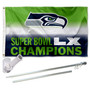 Seattle Seahawks Super Bowl LX Champions Flag Pole and Bracket Kit