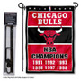 Chicago Bulls 6 Time Champions Garden Flag and Flag Pole Stand