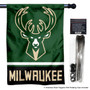 Milwaukee Bucks Banner Flag and 5 Foot Flag Pole for House