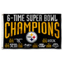 Pittsburgh Steelers 6 Time Super Bowl Champions 3x5 Banner Flag