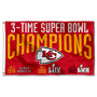 Kansas City Chiefs 3 Time Super Bowl Champions 3x5 Banner Flag