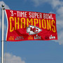 Kansas City Chiefs 3 Time Super Bowl Champions 3x5 Banner Flag