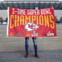 Kansas City Chiefs 3 Time Super Bowl Champions 3x5 Banner Flag