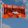 Denver Broncos 3 Time Super Bowl Champs Flag