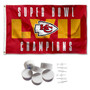 Kansas City Chiefs Super Bowl 2022 2023 LVII Champions Banner Flag with Tack Wall Pads