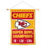 Kansas City Chiefs 3 Time Champions Window and Wall Banner